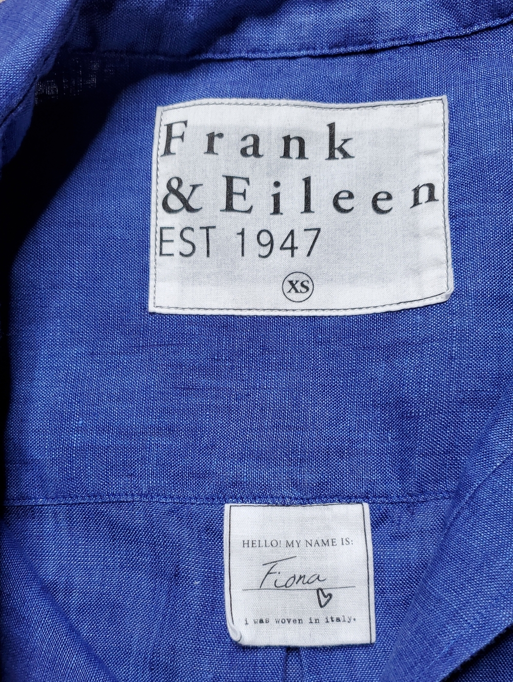 Frank & Eileen Sleeveless Button Down Shirt in Famous Blue Womens Size XS - Picture 6 of 7